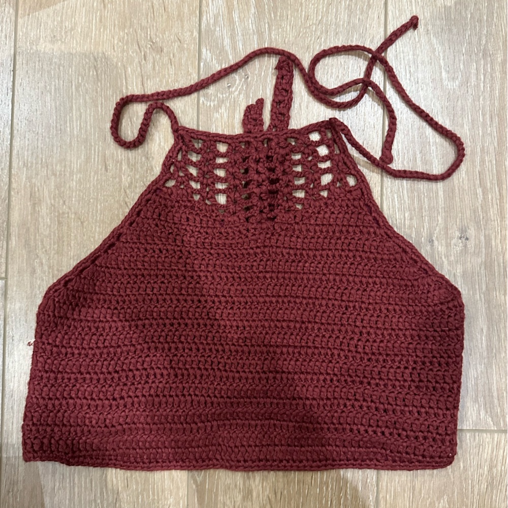 Rust crochet crop top